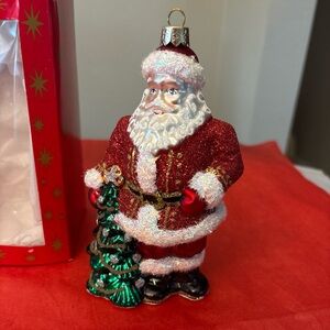 Poland Polish Handmade Glass Santa Christmas Tree Ornament